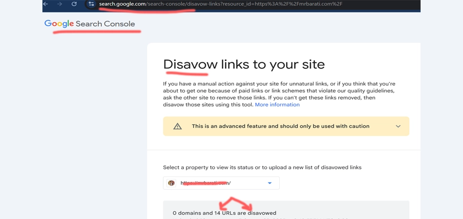 disavow با سرچ کنسول