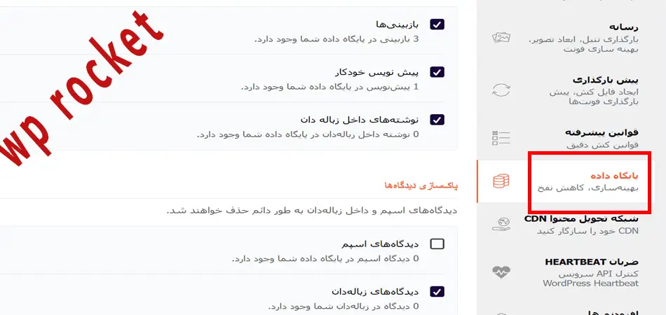 بهینه‌سازی دیتابیس با افزونه WP Rocket