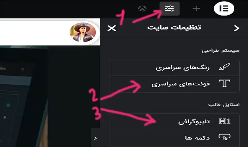 تنظیم فونت در المنتور
