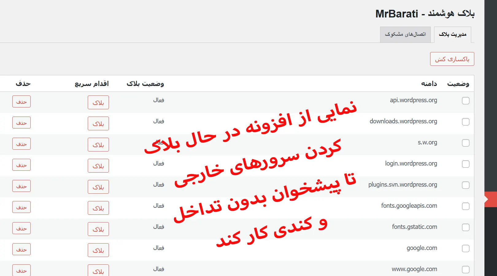 مسدود کردن درخواست خارجی